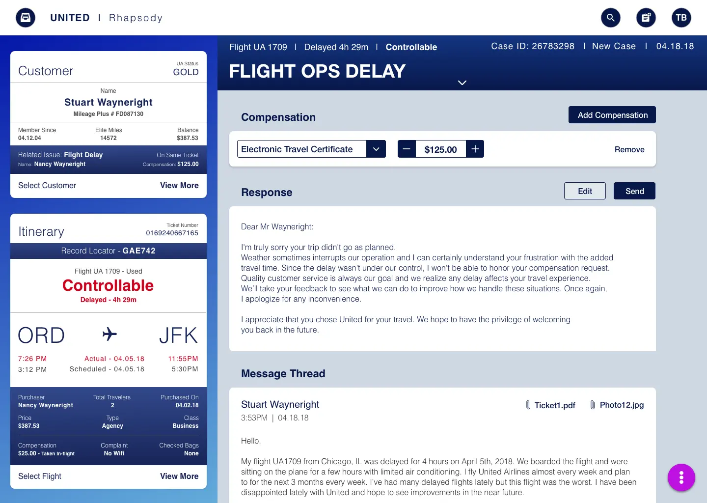 United Airlines dashboard login screen showing security and accessibility features